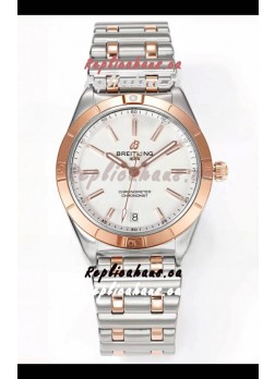 Breitling Chronomat 36MM 2 Tone Rose Gold Casing 1:1 Mirror Replica Watch White Dial