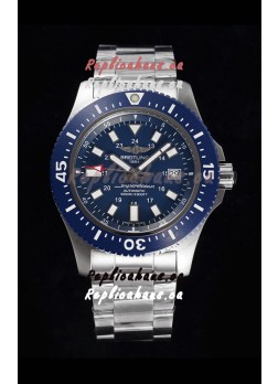 Breitling SuperOcean II 44mm 904L Steel Case 1:1 Mirror Replica Watch in Blue Dial 