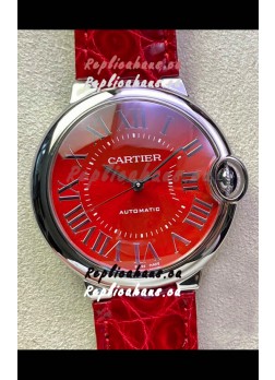 Ballon De Cartier Swiss Automatic 1:1 Mirror Quality 36MM in Stainless Steel Red Dial 