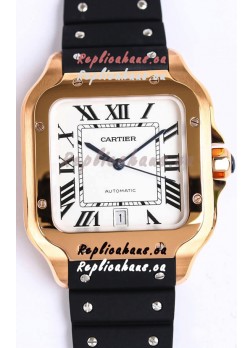 Santos De Cartier Rose Gold Casing 1:1 Mirror Swiss Replica Watch 40MM