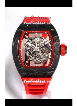 Richard Mille RM055 Black Carbon Casing 1:1 Mirror Replica Watch in Red Strap