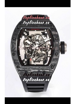 Richard Mille RM055 Black Carbon Casing 1:1 Mirror Replica Watch in Black Strap