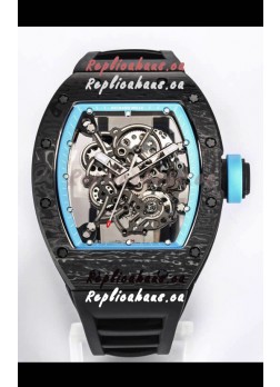 Richard Mille RM055 Black Carbon Casing 1:1 Mirror Replica Watch in Black Strap