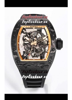 Richard Mille RM055 Black Carbon Casing 1:1 Mirror Replica Watch in Black Strap