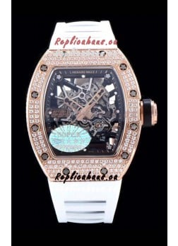 Richard Mille RM035 AMERICAS 18K Rose Gold Replica Watch in White Strap