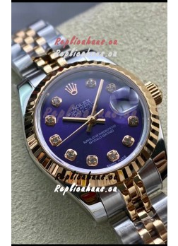 Rolex Datejust 28MM Swiss Replica in 904L Rose Gold Two Tone Case in Purple Dial - 1:1 Mirror Replica