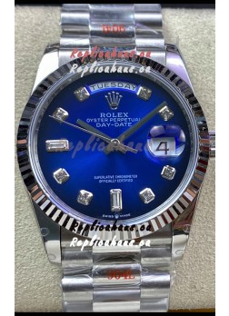 Rolex Day Date 36MM M128239-0023 904L Steel in Blue Dial 1:1 Mirror Replica