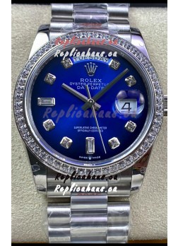 Rolex Day Date 36MM M128239-0023 904L Steel in Blue Dial 1:1 Mirror Replica