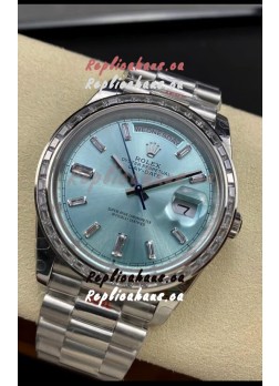Rolex Day Date M228396TBR-0002 904L Steel 40MM - Ice Blue Dial 1:1 Mirror Replica
