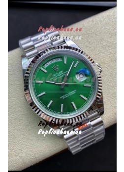 Rolex Day Date 904L Stainless Steel Watch 40MM - Green Dial 1:1 Mirror Quality