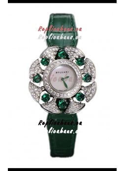 Bvlgari Divas's Dream Edition Watch in Steel Casing - Diamonds Paved Bezel Swiss Replica