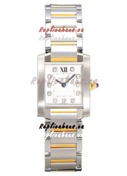 Cartier Tank Francaise Yellow Gold Two Tone Swiss Quartz Replica Watch 25.70MM