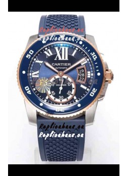 Calibre De Cartier Watch 42MM Blue Dial Steel Case - 1:1 Mirror Replica Watch