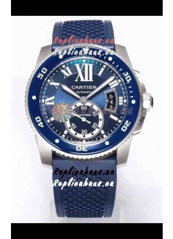 Calibre De Cartier Watch 42MM Blue Dial Steel Case - 1:1 Mirror Replica Watch