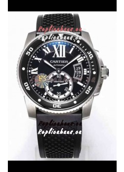 Calibre De Cartier Watch 42MM Black Dial Steel Case - 1:1 Mirror Replica Watch