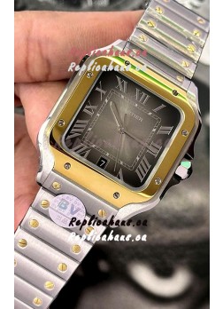 Cartier Santos De Cartier 904L Steel Brown Dial Two Tone 1:1 Mirror Replica - 40MM Stainless Steel Watch