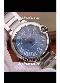 Ballon De Cartier Automatic 1:1 Swiss Mirror Watch in 904L Steel Casing Blue Dial - 42MM