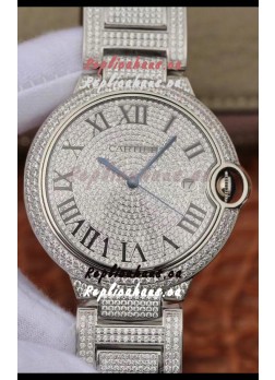 Ballon De Cartier Swiss Automatic Watch with Diamonds Embedded Dial and Casing - 42MM