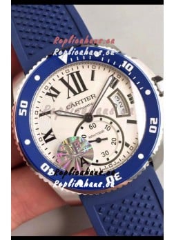 Calibre De Cartier Watch 42MM White Dial Steel Case - 1:1 Mirror Replica Watch