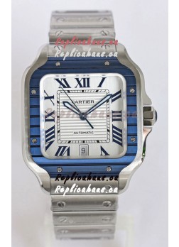 Santos De Cartier 1:1 Blue DLC Bezel Swiss Replica Watch 40MM
