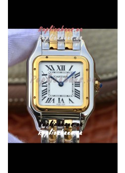 Cartier PANTHERE Edition 1:1 Mirror Swiss Watch 2 Tone Yellow Gold White Dial 