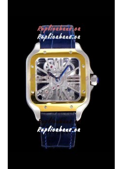 Cartier Santos DUMONT Skeleton Watch in Two Tone Bezel Swiss Replica Watch