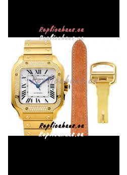 Cartier "Santos De Cartier" Mens XL 1:1 Mirror Replica Watch in Yellow Gold Casing