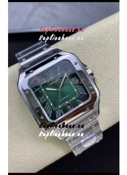 Cartier Santos De Cartier 904L Steel Green Dial 1:1 Mirror Replica - 40MM Stainless Steel Watch