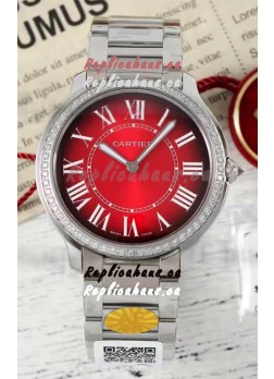 Cartier Ronde Must 36MM Swiss Quartz Red Dial 1:1 Mirror Swiss Replica Watch  