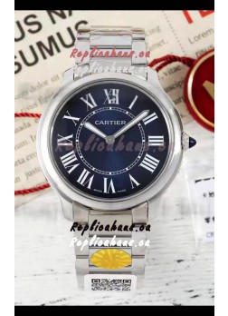 Cartier Ronde Must 36MM Swiss Quartz Blue Dial 1:1 Mirror Swiss Replica Watch  