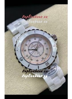 Chanel J12 Ladies White Ceramic Casing Pearl Dial Watch 1:1 Mirror Replica Watch
