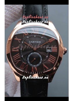 Drive De Cartier 1:1 Mirror Replica Watch in Rose Gold Plating - Brown Dial 