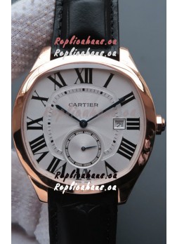 Drive De Cartier 1:1 Mirror Replica Watch in Rose Gold Plating - White Dial 