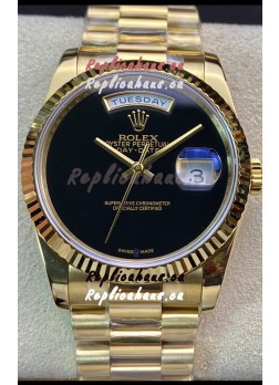 Rolex Day Date Presidential 18K Yellow Gold Watch 36MM - Black Dial 1:1 Mirror Quality