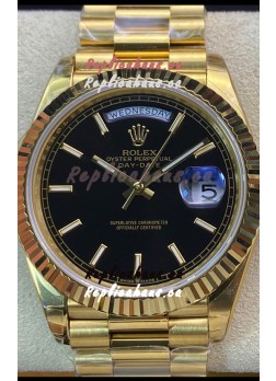 Rolex Day Date Presidential 18K Yellow Gold Watch 36MM - Black Dial 1:1 Mirror Quality