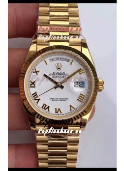 Rolex Day Date 36MM Yellow Gold M128238 in White Arabic Dial 1:1 Mirror Replica Watch