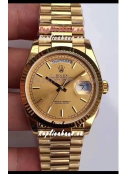 Rolex Day Date 36MM Yellow Gold M128238-0045 in Gold Dial 1:1 Mirror Replica Watch