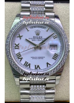 Rolex Day Date Presidential M128349RBR-0026 904L Steel 36MM - White Roman Dial 1:1 Mirror Quality