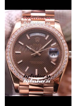 Rolex Day Date Presidential 904L Steel Rose Gold 40MM - Brown Dial 1:1 Mirror Quality Watch