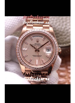 Rolex Day Date Presidential 904L Steel Rose Gold 40MM - Gold Dial 1:1 Mirror Quality Watch