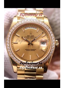 Rolex Day Date Presidential 904L Steel Yellow Gold 40MM - Gold Dial 1:1 Mirror Quality Watch
