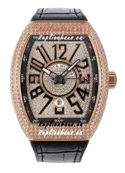 Franck Muller Vanguard V45 Edition in Rose Gold Plating - Black Numerals 
