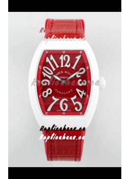 Franck Muller Vanguard Yachting V32 Ceramic Casing Red Dial/Strap Swiss Replica Watch 