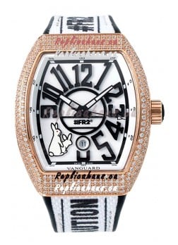 Franck Muller "Fr2nck" Vanguard Rabbit Edition Swiss Replica Watch in Rose Gold Diamonds