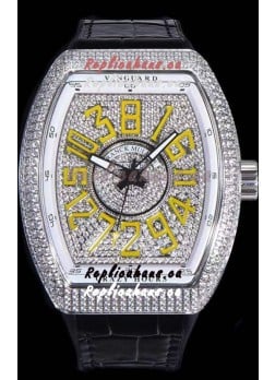 Franck Muller Vanguard Crazy Hours Edition Swiss Replica Watch - Yellow Numerals