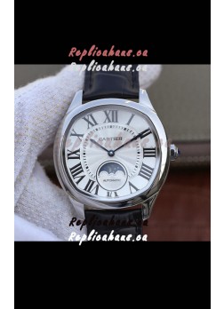 Drive De Cartier Moonphase Edition 1:1 Mirror Replica Watch in Stainless Steel - White Dial 