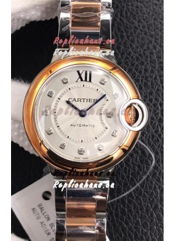 Ballon De Cartier Swiss Quartz 1:1 Mirror Quality 28MM in Two Tone Rose Gold Casing