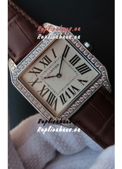 Cartier Santos Dumont 1:1 Swiss Replica Watch in Quartz Movement - Diamonds Bezel 