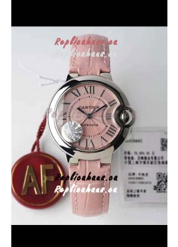 Ballon De Cartier Swiss Automatic 1:1 Mirror Quality 33MM in Pink Dial/Strap 