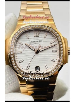 Patek Philippe Nautilus 7118/1200R-001 35MM 1:1 Mirror Swiss Replica Watch in Yellow Gold